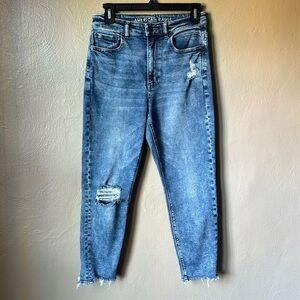 American Eagle Outfitters High Rise Distressed Jeans - Blue